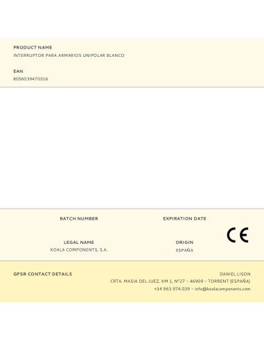 Interruptor para armarios unipolar blanco