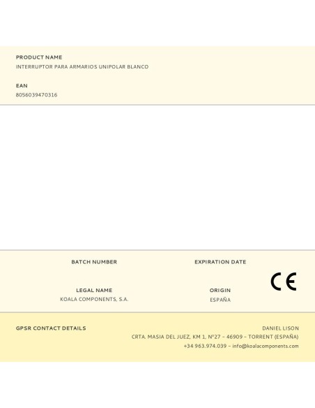 Interruptor para armarios unipolar blanco