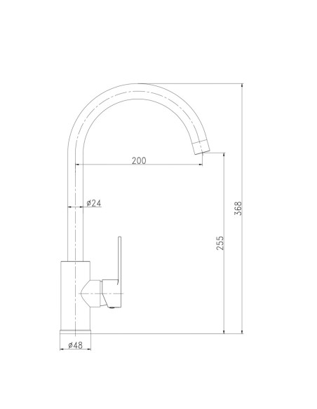 Grifo monomando de cocina caño alto negro mate serie miño