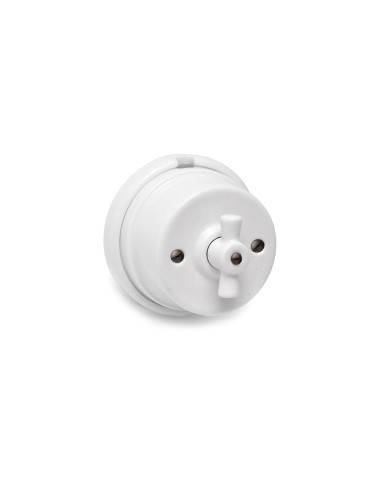 Conmutador lazo porcelana superficie serie vintage 10a 250v ø80mm blanco