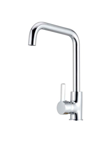 Grifo monomando de cocina caño alto plateado brillo serie zeta