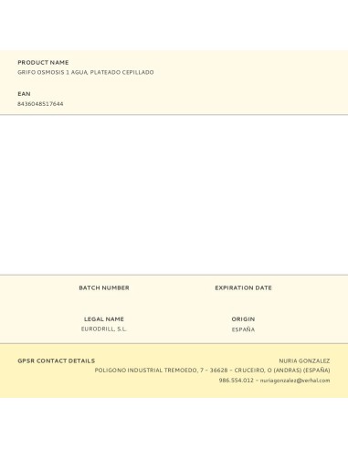 Grifo osmosis 1 agua, plateado cepillado