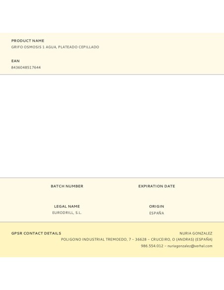 Grifo osmosis 1 agua, plateado cepillado