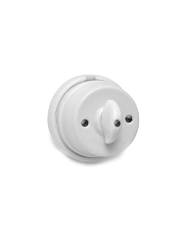 Conmutador palomilla porcelana superfície serie vintage 10a 250v ø80mm blanco