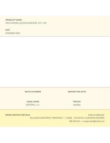 Grifo esfera, racor manguera, 1/2" x 3/4"