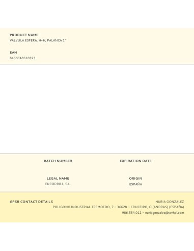 Válvula esfera, h-h, palanca 1"