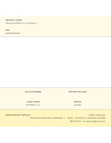 Válvula esfera, h-h, palanca 1"