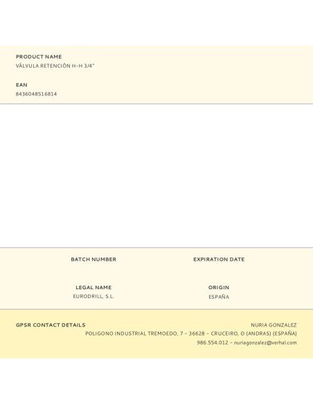 Válvula retención h-h 3/4"