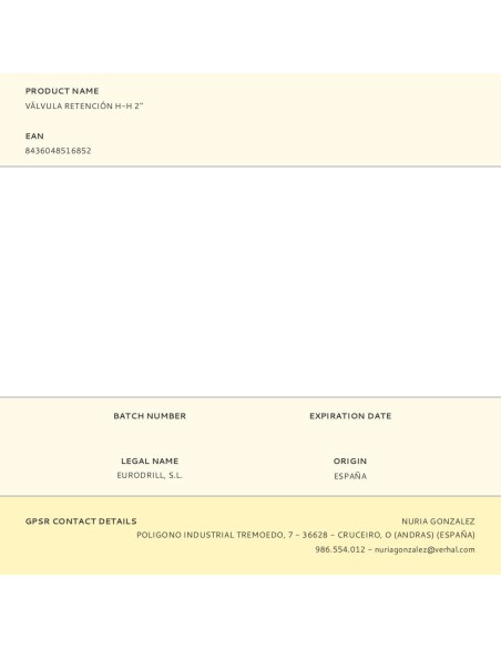 Válvula retención h-h 2"