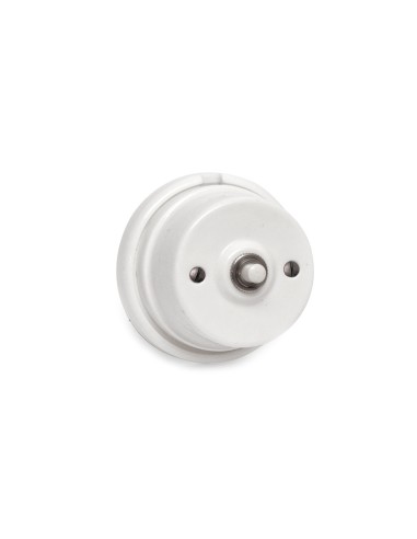 Mecanismo timbre pulsador de superfície de porcelana serie vintage 2a 250v ø80mm blanco
