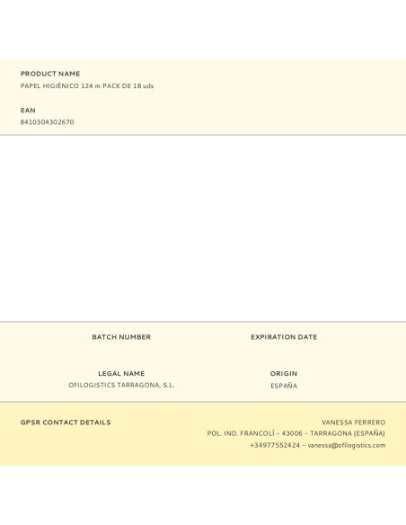 Papel higiénico 124 m pack de 18 uds