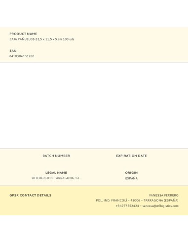 Caja pañuelos 22,5 x 11,5 x 5 cm 100 uds