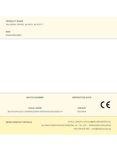 Heladera cr4481, blanca, 90 w 0,7 l