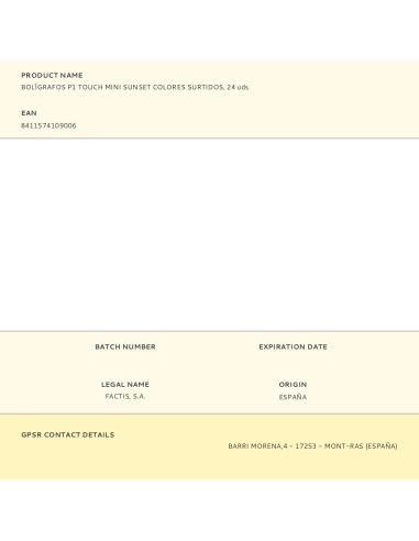 Bolígrafos p1 touch mini sunset colores...