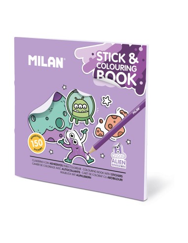 Cuaderno con adhesivos para colorear alien invasion