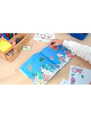 Cuaderno con adhesivos para colorear blue odissey