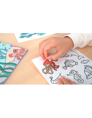 Cuaderno con adhesivos para colorear blue odissey