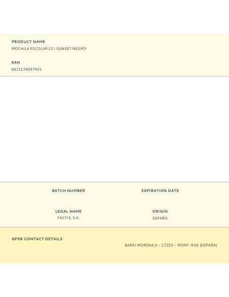 Mochila escolar 22 l sunset negro