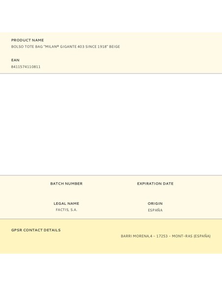 Bolso tote bag "milan® gigante 403 since 1918" beige