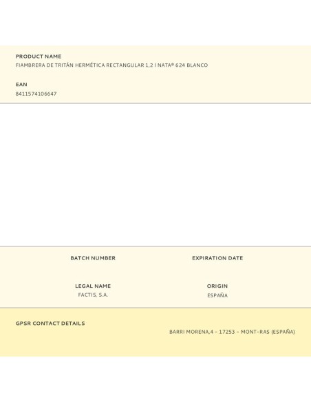 Fiambrera de tritán hermética rectangular nata® 624 blanco 1,2 l