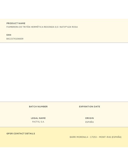 Fiambrera de tritán hermética redonda nata® 624 rosa 500 ml