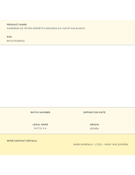 Fiambrera de tritán hermética redonda nata® 624 blanco 500 ml