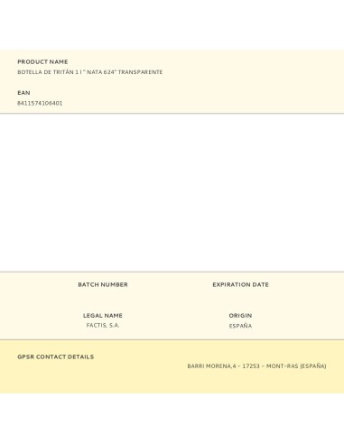 Botella de tritán 1 l " nata 624" transparente