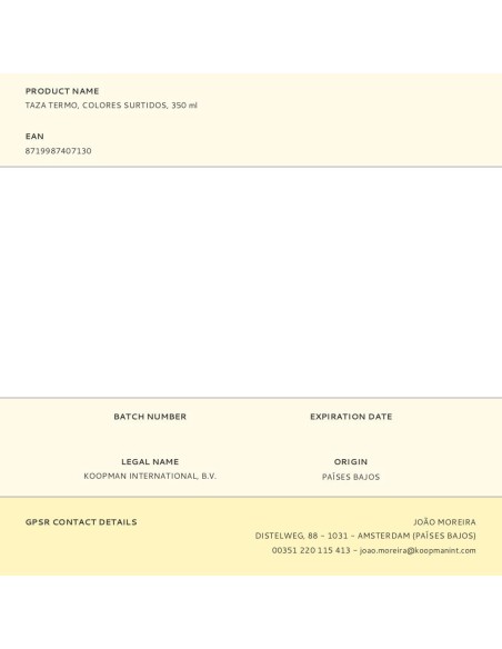 Taza termo colores surtidos 350 ml