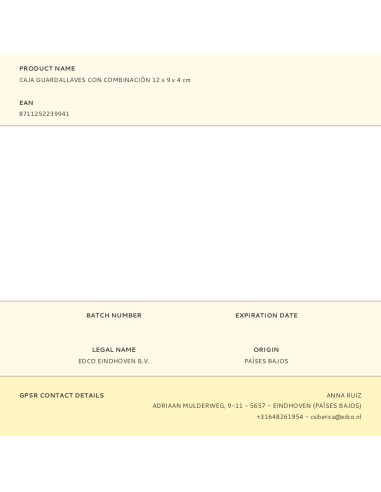 Guardallaves con combinación 12 x 9 x 4 cm