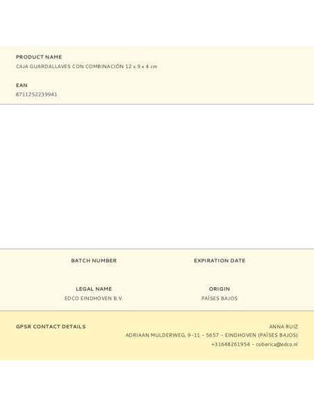 Guardallaves con combinación 12 x 9 x 4 cm