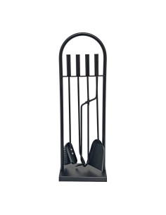 Juego de chimenea de 4 piezas con soporte, color negro, 23 x 68 cm