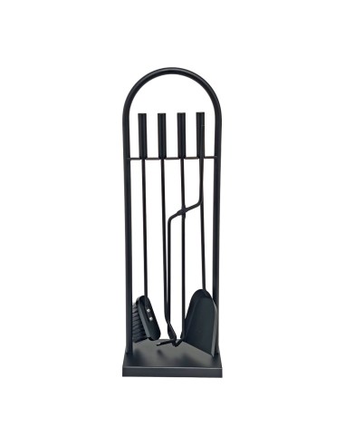 Juego de chimenea de 4 piezas con soporte, color negro, 23 x 68 cm