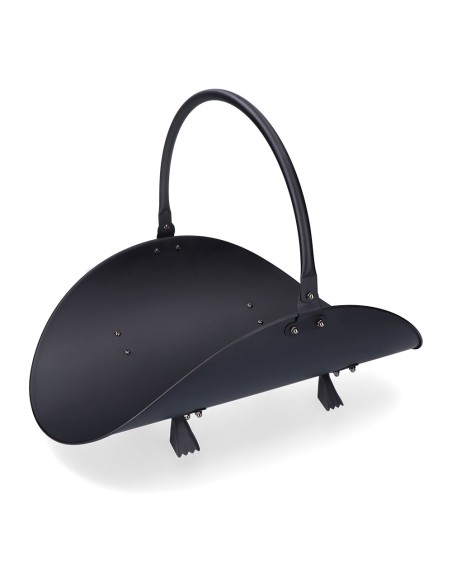 Cesta metálica para leña, color negro, 48 x 35 x 38 cm