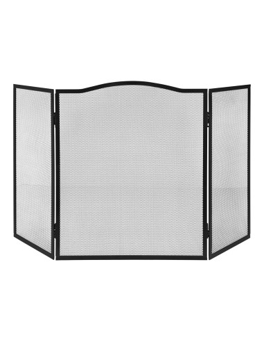 Pantalla chimenea plegable, color negro, 101 x 61 cm