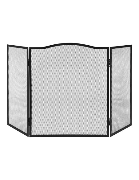 Pantalla chimenea plegable, color negro, 101 x 61 cm