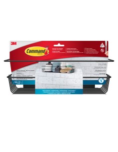 Cesto de baño, negro mate, 32,5 x 9,5 x10 cm, 1 ud + 4 tiras, máx 3 kg 2