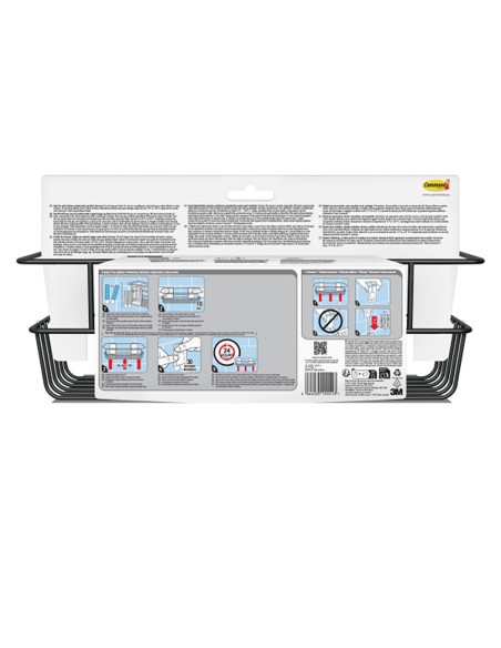 Cesto de baño, negro mate, 32,5 x 9,5 x10 cm, 1 ud + 4 tiras, máx 3 kg