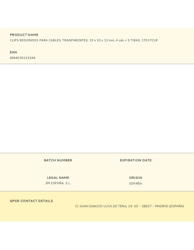 Clips redondos para cables, tranparentes, 19 x...