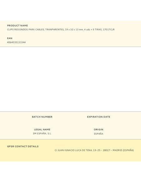 Clips redondos para cables, tranparentes, 19 x 32 x 13 mm, 4 uds + 5 tiras, 17017clr