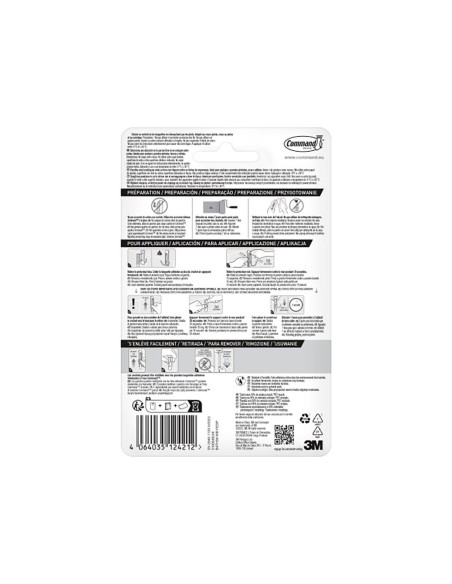 Gancho doble, grande, negro mate, 1 ud + 2 tiras, máx 1,8 kg