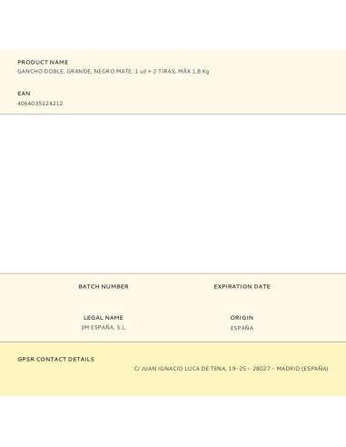 Gancho doble, grande, negro mate, 1 ud + 2...