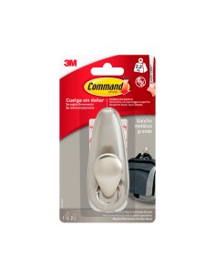 Gancho metálico, grande, níquel pulido, 1 ud + 2 tiras, máx 2,2 kg 2