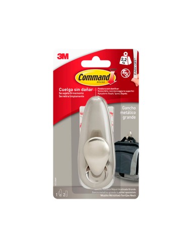 Gancho metálico, grande, níquel pulido, 1 ud +...