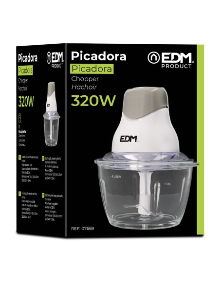 Picadora con recipiente de cristal 320 w