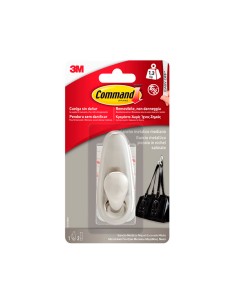 Gancho metálico, mediano, níquel pulido, 1 ud + 2 tiras, máx 1,3 kg 2