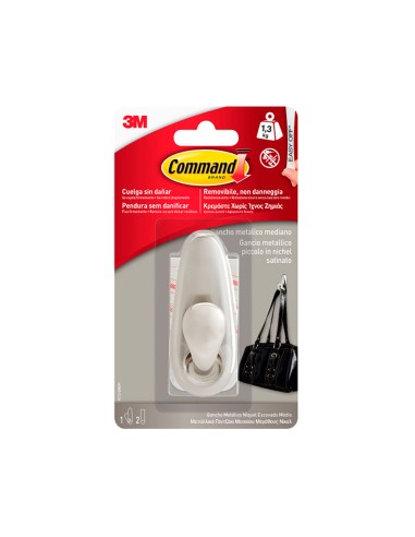 Gancho metálico, mediano, níquel pulido, 1 ud +...