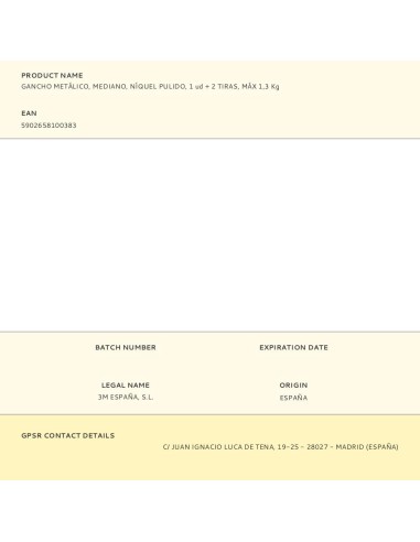 Gancho metálico, mediano, níquel pulido, 1 ud +...