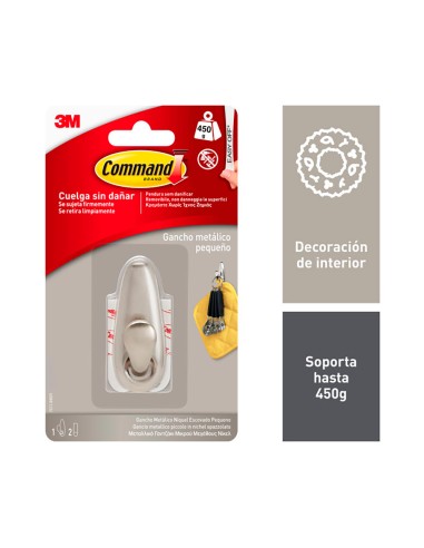 Gancho metálico, pequeño, níquel pulido, 1 ud +...