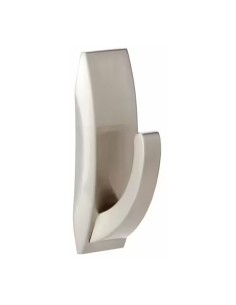 Gancho metálico con reflejos modernos, mediano, níquel satinado, 1 ud + 2 tiras, carga máx 1,3 kg