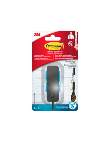 Gancho mediano, negro mate, 25 x 35 x 95 mm, 1...